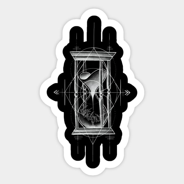 Classic Hour Glass with Sand and Ice with Geometrical Tattoo Design Sticker by Tred85